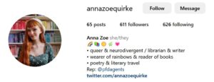 Screenshot of LGBTQ+ influencer Anna Zoe's Instagram Profile