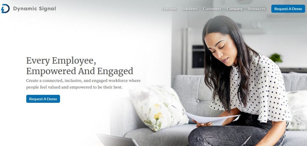 Employee advocacy platforms – Screenshot of the Dynamic Signal Homepage 