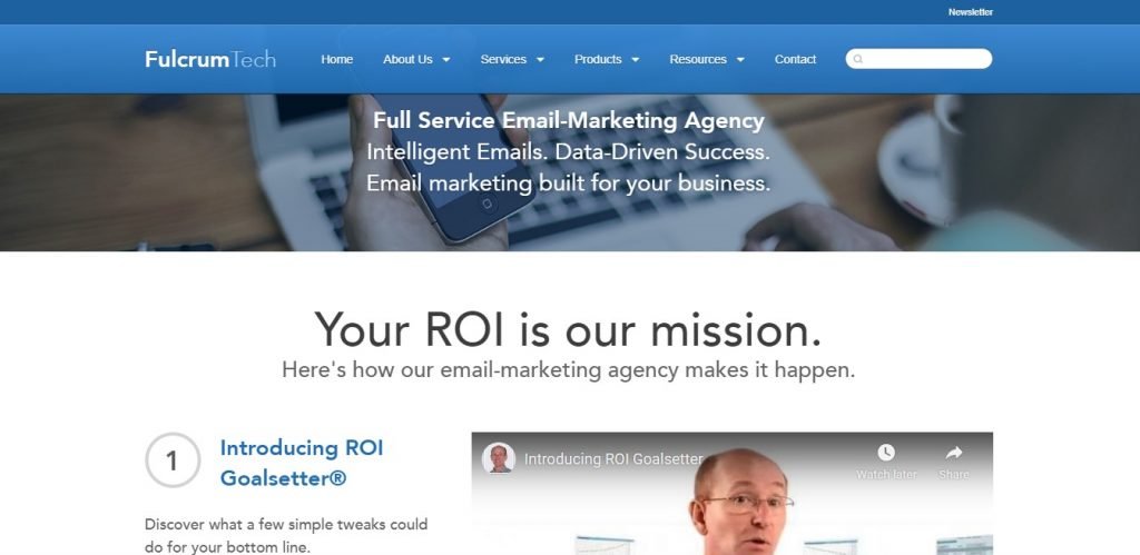 Fulcrum Tech email marketing agency front page