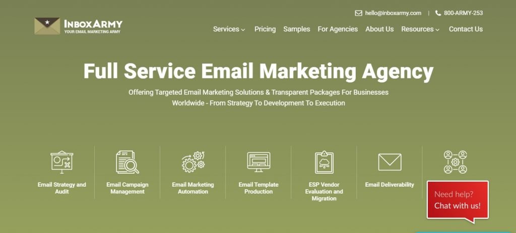 Inbox Army full service email marketing agency homepage