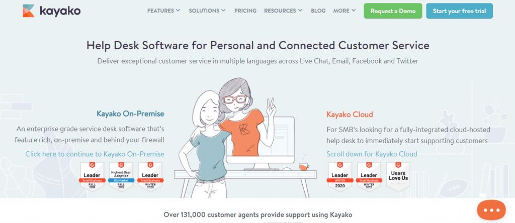 Kayako - Screengrab of Homepage 