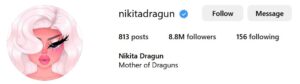 Screenshot of LGBTQ+ influencer Nikita Dragun's Instagram Profile