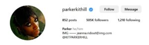 Screenshot of LGBTQ+ influencer Parker Kit Hill's Instagram Profile
