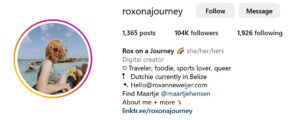 Screenshot of LGBTQ+ influencer Rox on a Journey's Instagram Profile