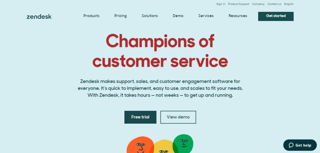 Zendesk - E-commerce help desk software – Screengrab of Homepage 