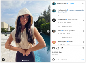 Screenshot from Instagram of TikTok Influencer Charli D Amelio