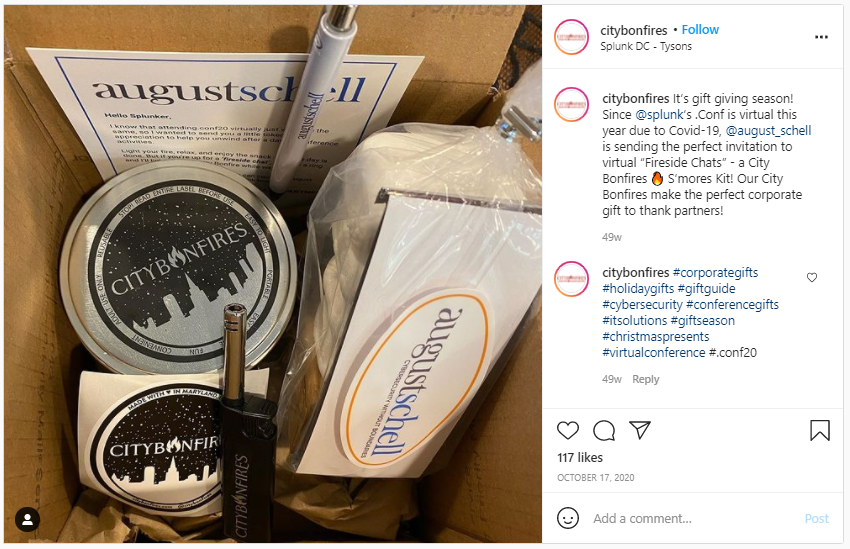 Company Swag Idea - City Bonfires - Screenshot from Instagram