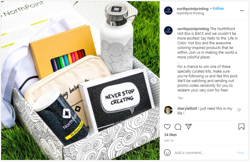 Company Swag Idea - North Point Printing Co - Screenshot from Instagram