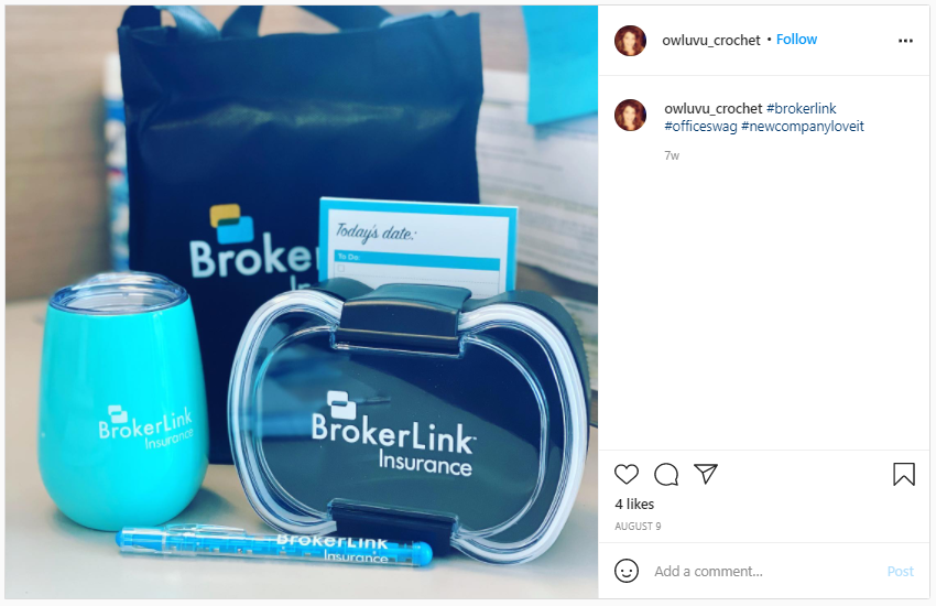 Company Swag Idea - Broker Link Insurance - Screenshot from Instagram