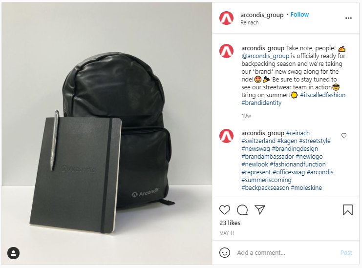 Company Swag Idea - Arcondis Group - Screenshot from Instagram