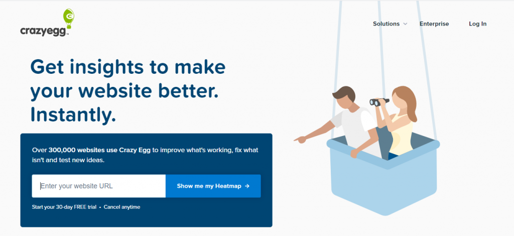 Screenshot of Crazy Egg Heat Mapping Tool Homepage
