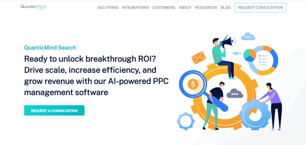 Screenshot of QuanticMind PPC Management Tools Homepage