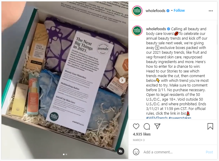 Company Swag Idea - Wholefoods - Screenshot from Instagram