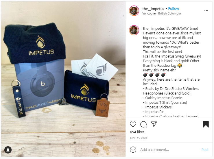 Company Swag Idea - Impetus - Screenshot from Instagram