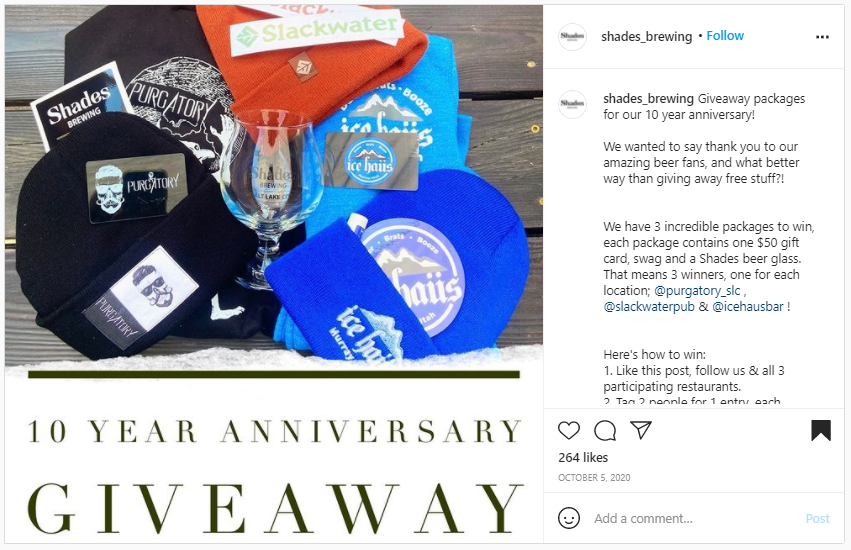 Company Swag Idea - Shades Brewing - Screenshot from Instagram