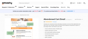 Abandonded Cart Email by Amasty - Screenshot of homepage