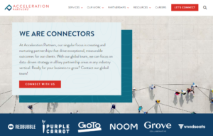 Screenshot of the Acceleration Partners homepage, which says "we are connectors"