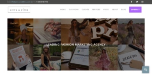 Screenshot of the Amra & Elma Fashion Marketing Agency's homepage