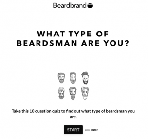 Retail marketing strategy - screenshot of the Beardbrand 'What type of beardsman are you?" quizz
