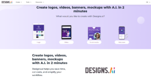 AI Video Makers - Screenshot of Designs.ai homepage