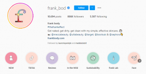 Retail Marketing Strategy - Screenshot of the @frank_bod Instagram page