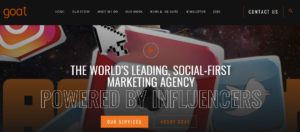 Goat Social media agency homepage