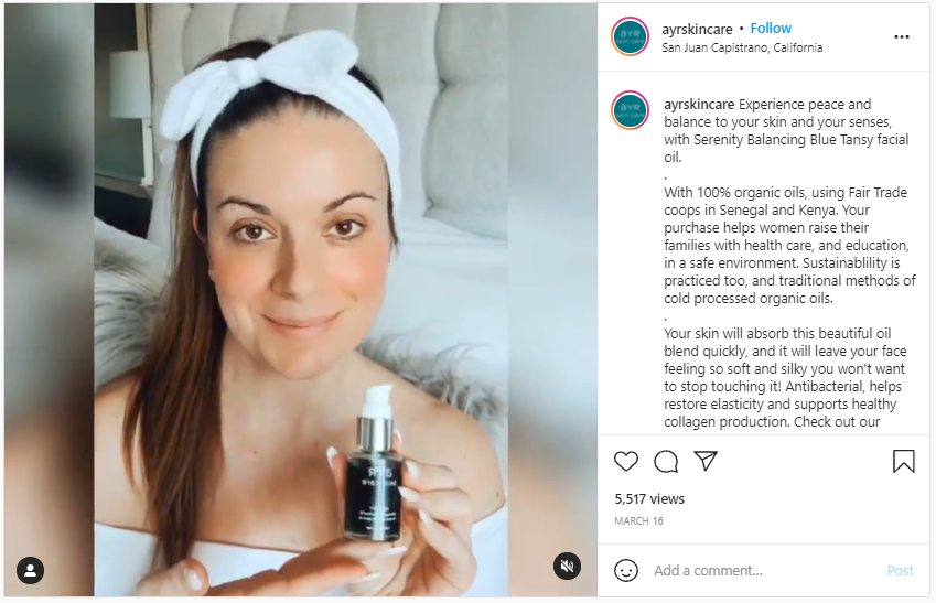 Influencer Reviews - Tagged image of an influencer review that was posted by the brand  