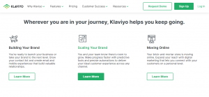 Screenshot of the Klaviyo Retail Marketing Platform Homepage