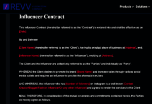 Revv Influencer Contract