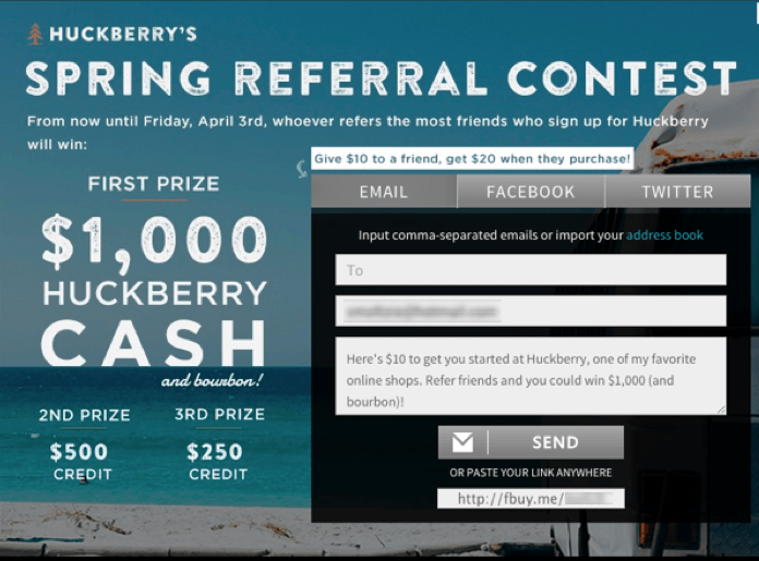 Hackberry's spring referral contest. Highest number of referrals wins $1000 in cash, 2nd prize winds $500 store credit, and 3rd prize wins $250 store credit.