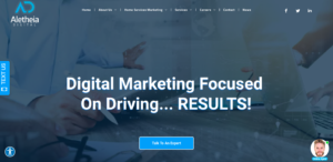 Aletheia Digital data-driven marketing agency homepage