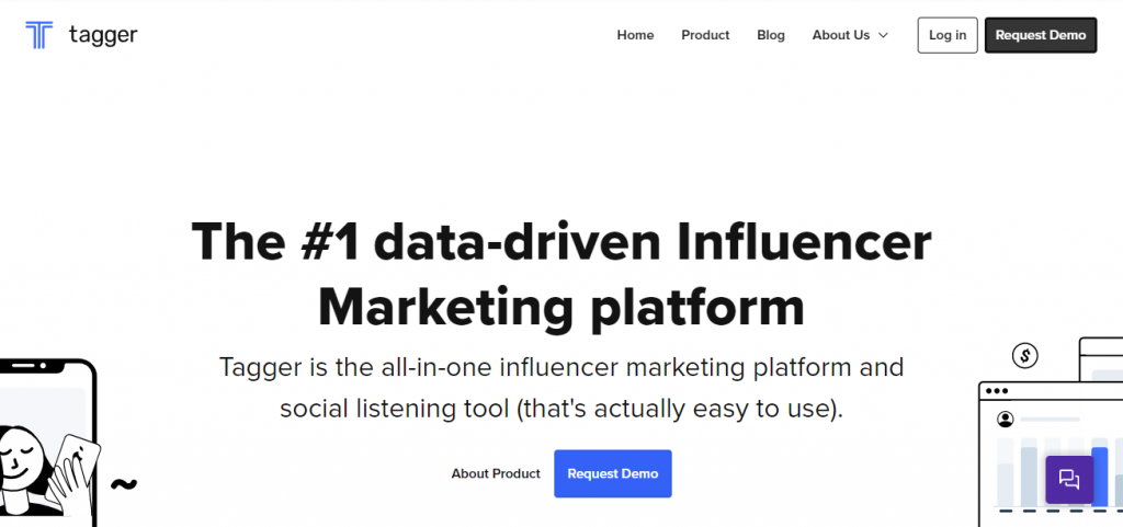 Screenshot of the Tagger Media Influencer Marketing Research Tool Homepage 