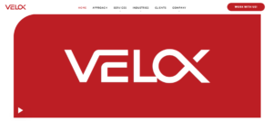 Screenshot of the Velox Fashion Marketing Agency's homepage