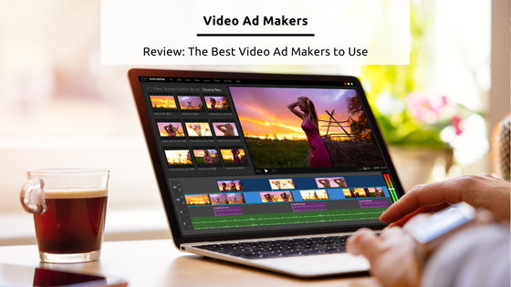 Video Ad Makers - Stock image from Canva of video editing program open on a laptop