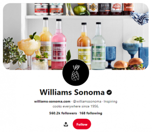 Retail Marketing Strategy - Screenshot of the @williamssonoma Pinterest homepage