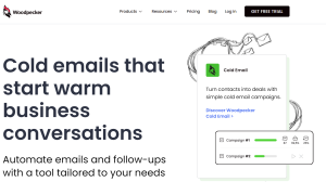 Screenshot of the Email Warmup Tool Woodpecker.io Homepage