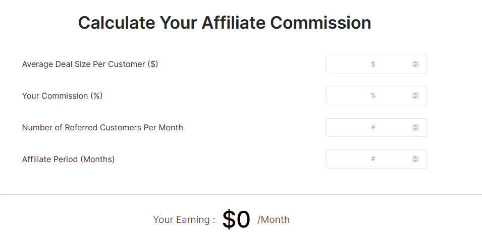 Example of an affiliate commission calculator