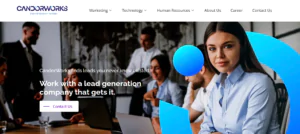 Screenshot of the CandorWorks Lead Generation Company Homepage