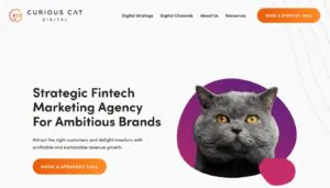 Fintech Marketing Agencies - Screenshot of Curious Cat Digital's Homepage