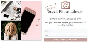 Lead magnet ideas - image of a pop-up box for access to free bank of stock images