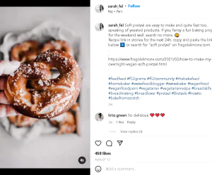 Food Influencer Sarah Brunella Instagram Post