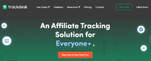 Affiliate management software - screenshot of the TrackDesk Homepage